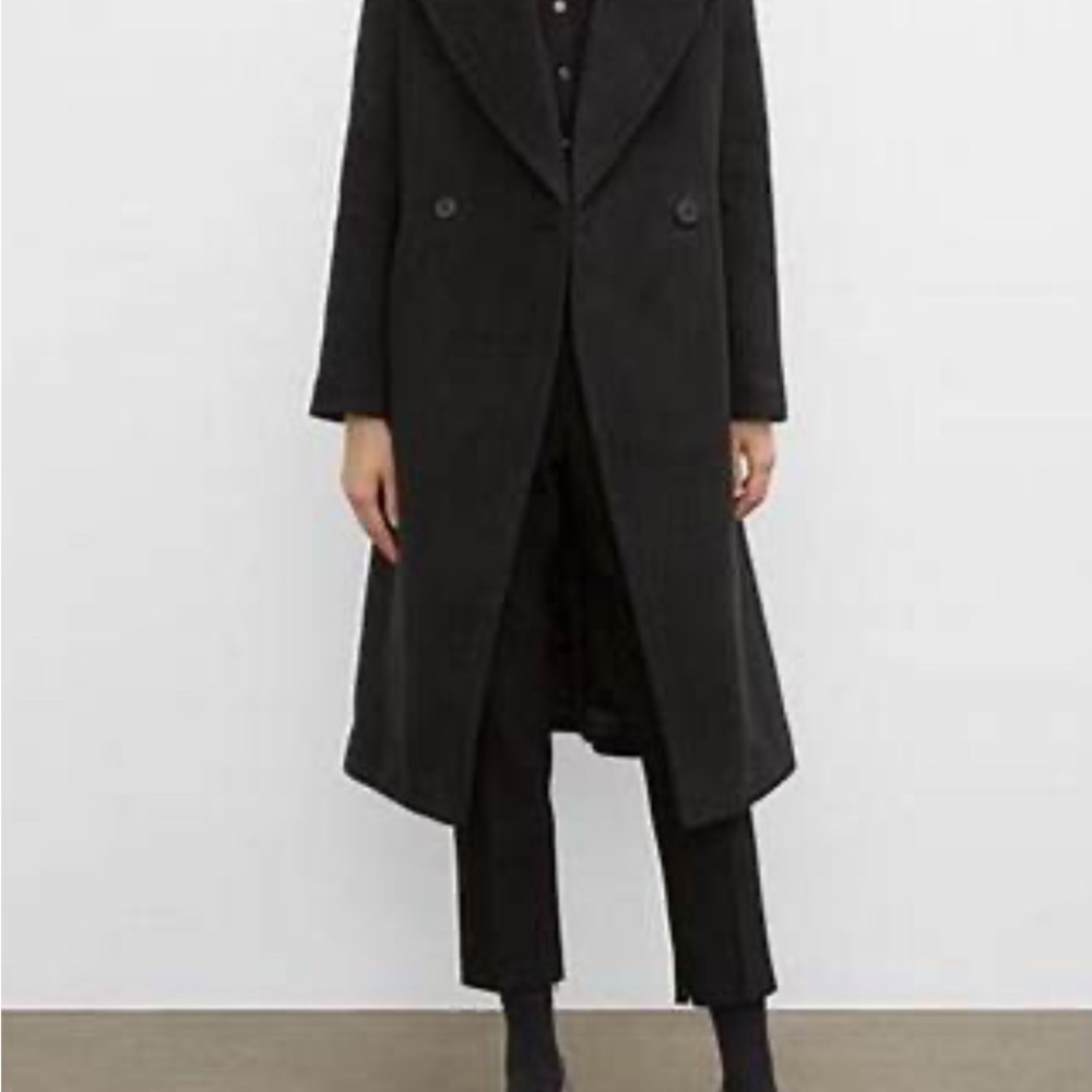 Club Monaco Black Trench Coat Timeless Wool Design